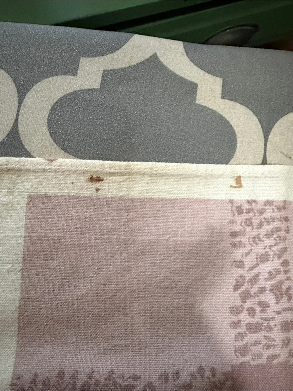 Vintage Pink, Cream and Brown Tea Towel with Teapot and Cup Motif